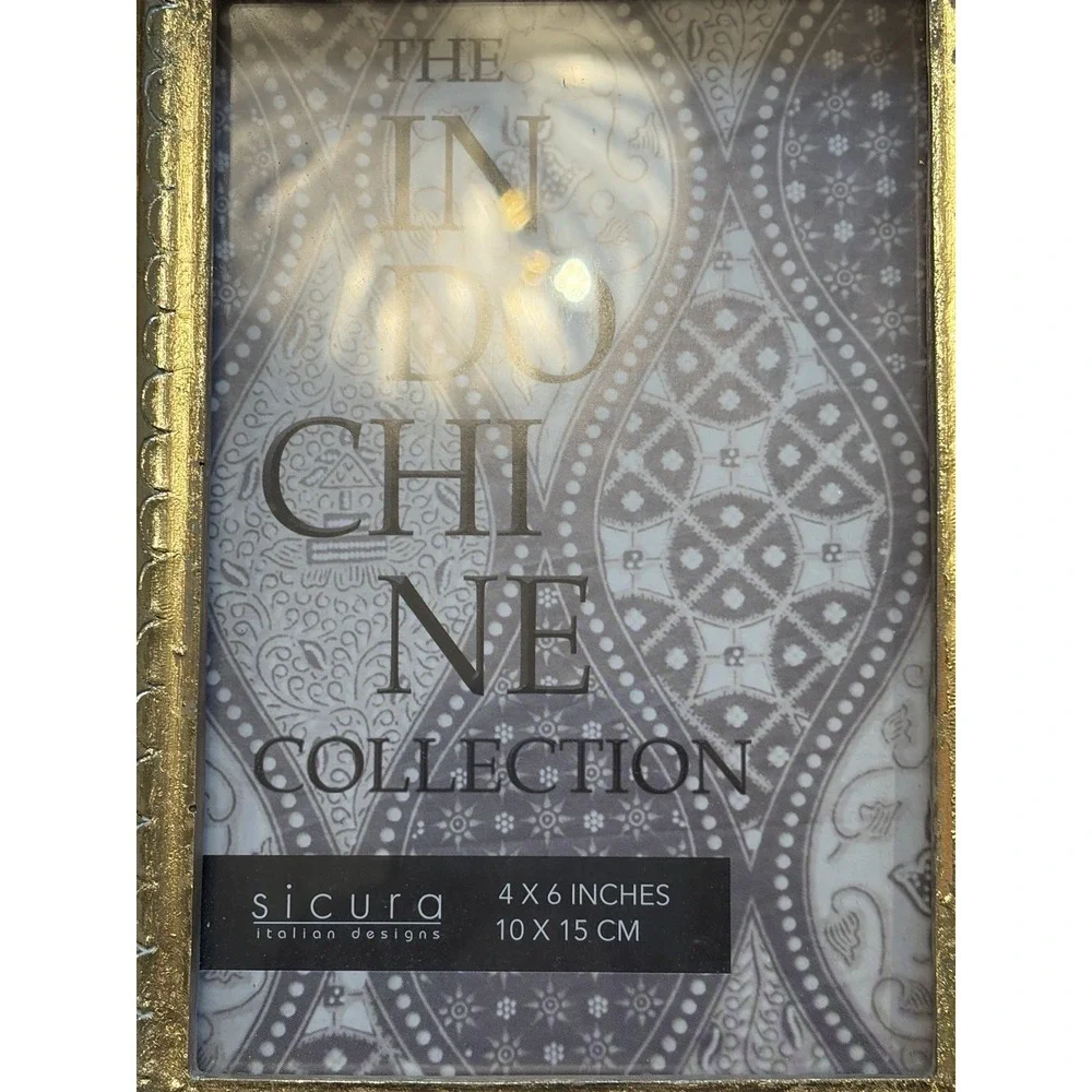 SICURA Picture Frame 4 X 6 Photo Black Cream Gold Trim Ornate Frame